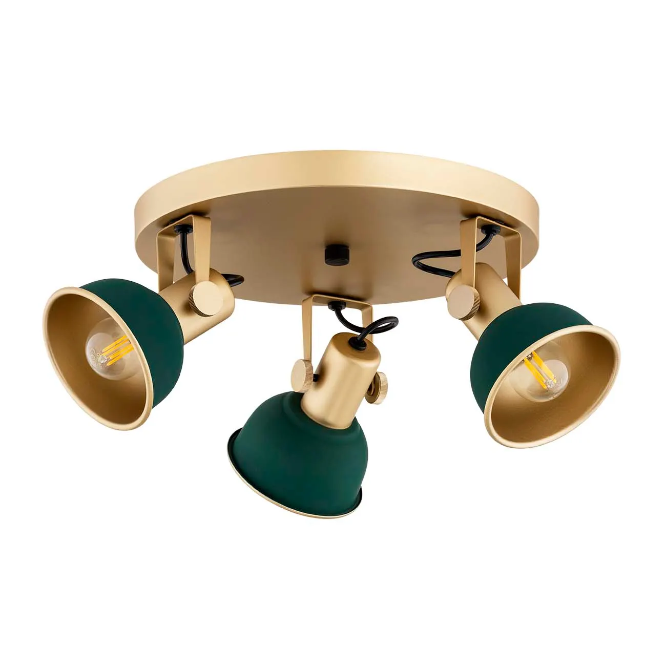 Plafon LENORA metalowy złoty zielony na okrągłej podstawie regulowany 40x19cm - 6242
