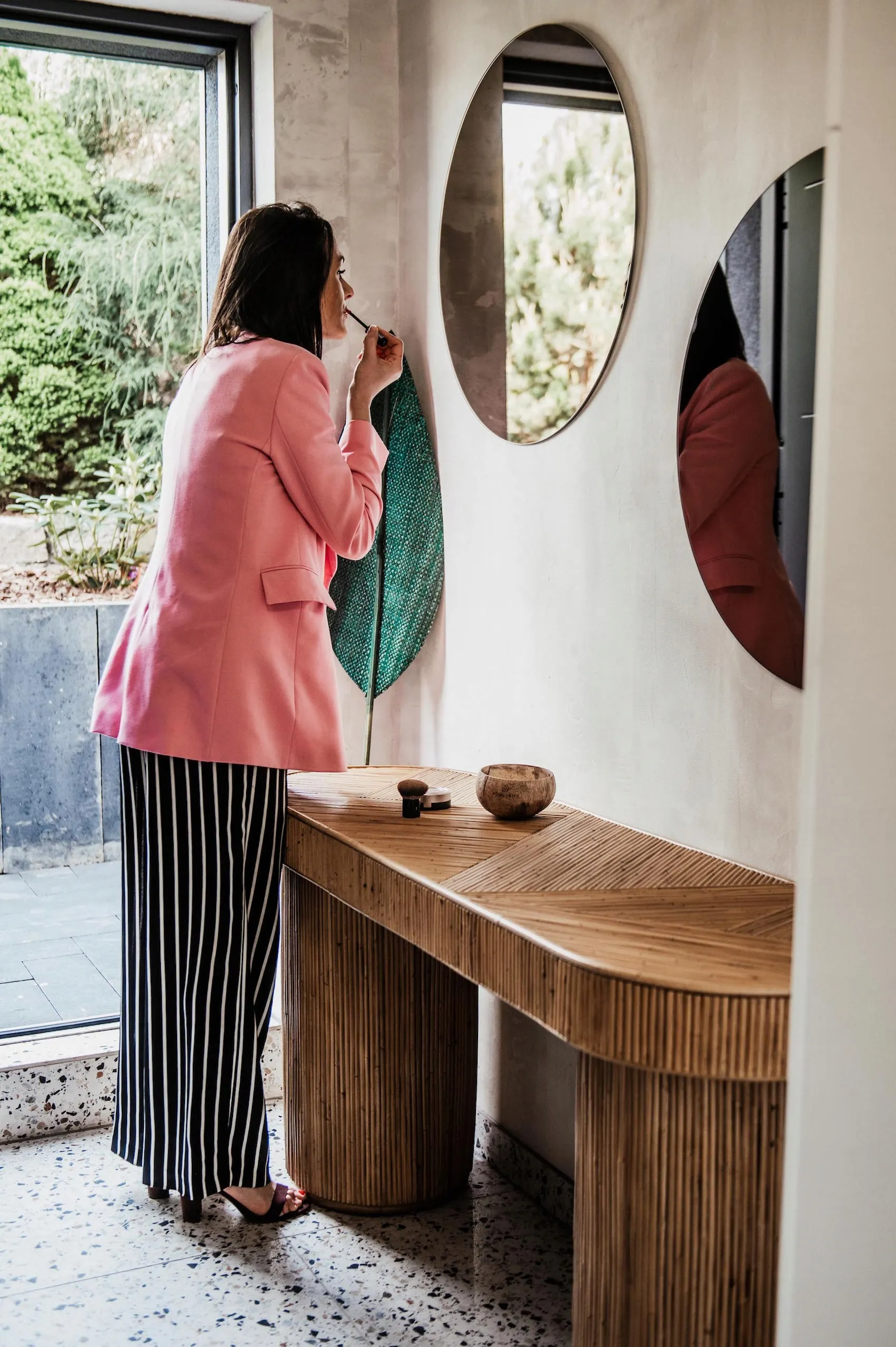 STOLIK KONSOLA KACA - naturalny rattan - MMRT015