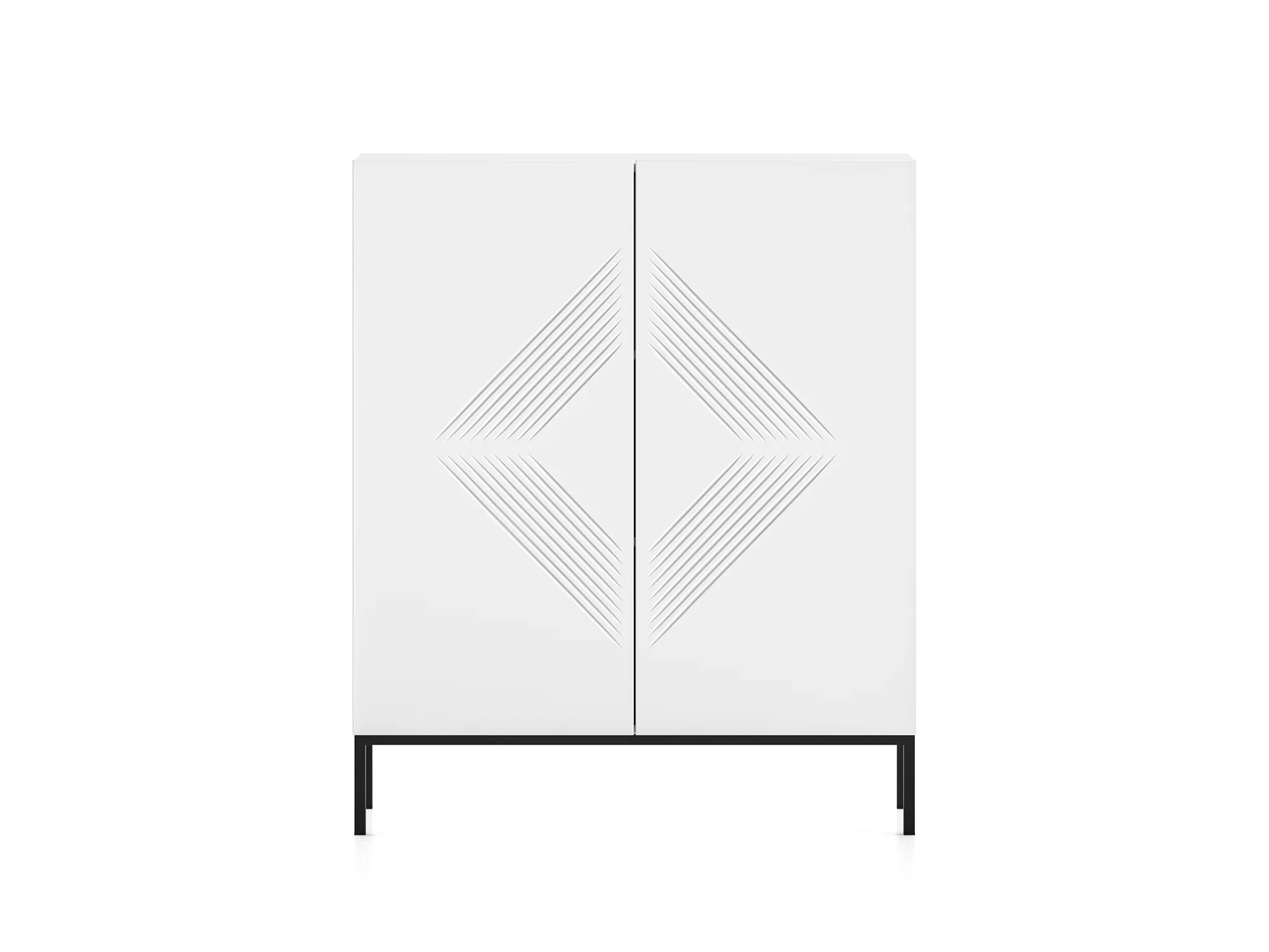 Komoda wysoka 2-drzwiowa CLEARING 01 biały alpejski, podstawa-czarny - 1CLEA01-001-01