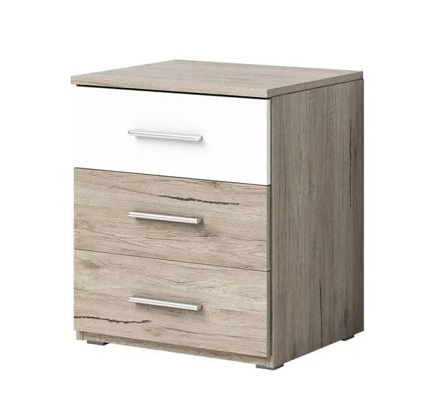 Szafka nocna BETA 22 z szufladami dąb sanremo biała 56x46x41cm