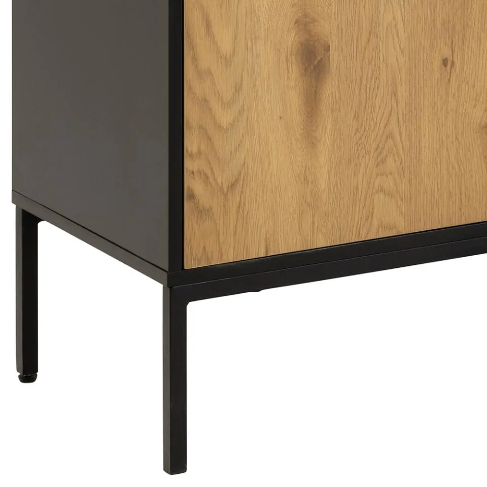 Komoda 2-drzwiowa z 3 szufladami MOODY 160x40x80 Naturalny, Czarny — zdjęcie 7