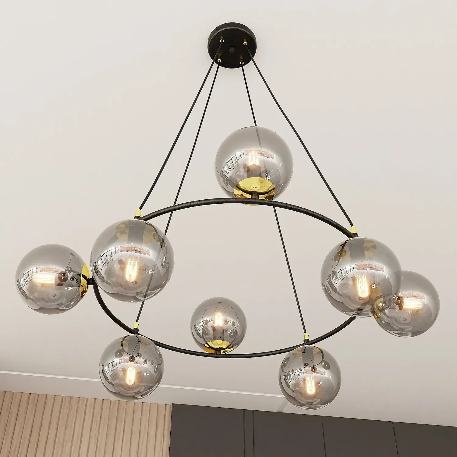 Lampa wisząca AZURA 8 czarny złoty grafitowy