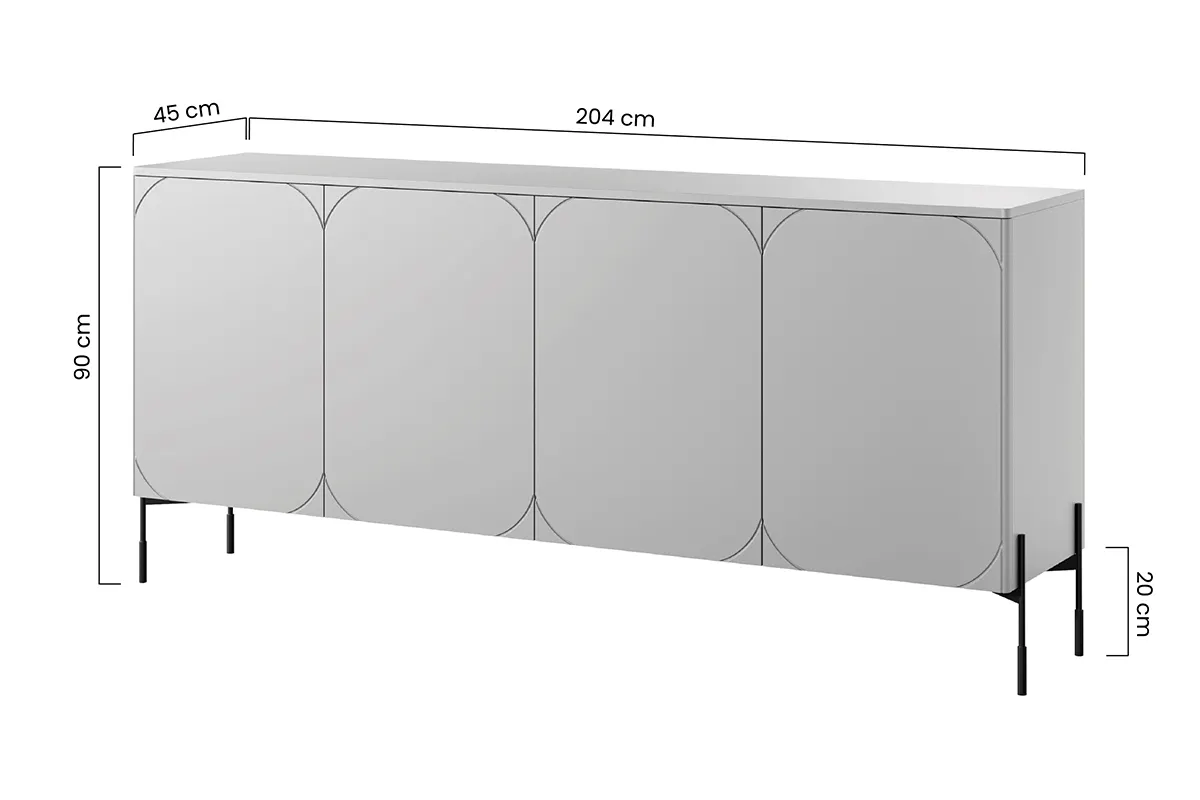 Komoda SONATIA 200 z 2 szufladami - kremowy - czarny mat — zdjęcie 11