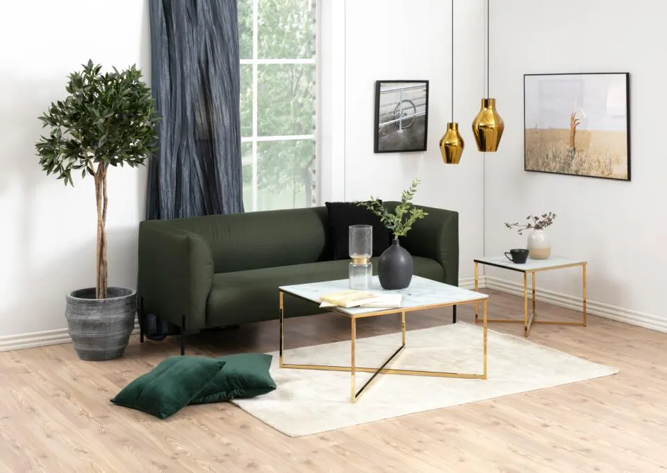 Stolik kawowy SOMIA 80x80x45 cm Biały efekt marmuru, Złoty — zdjęcie 8