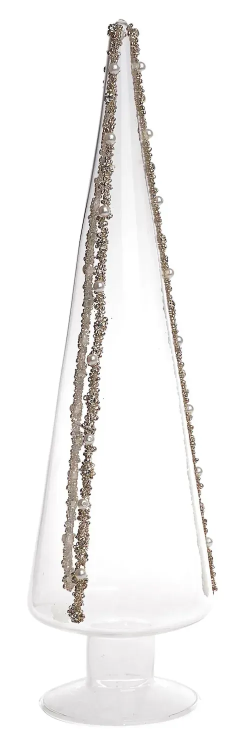 Choinka szklana Z PEREŁKAMI MAŁA wielokolorowa