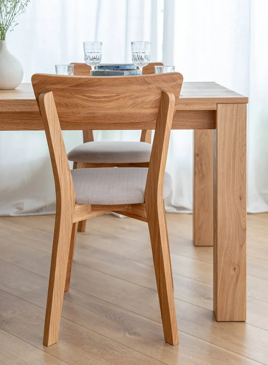 Krzesło dębowe LEON M11 z beżowym siedziskiem - dąb olejowany - KULKLM11