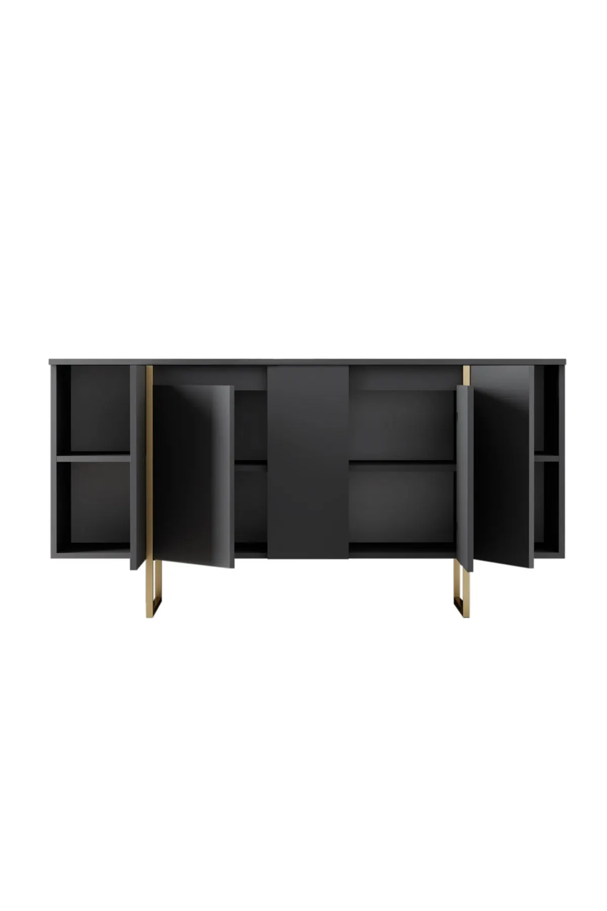 Komoda 4-drzwiowa LUXE 160 cm antracytowa złoty stelaż — zdjęcie 3