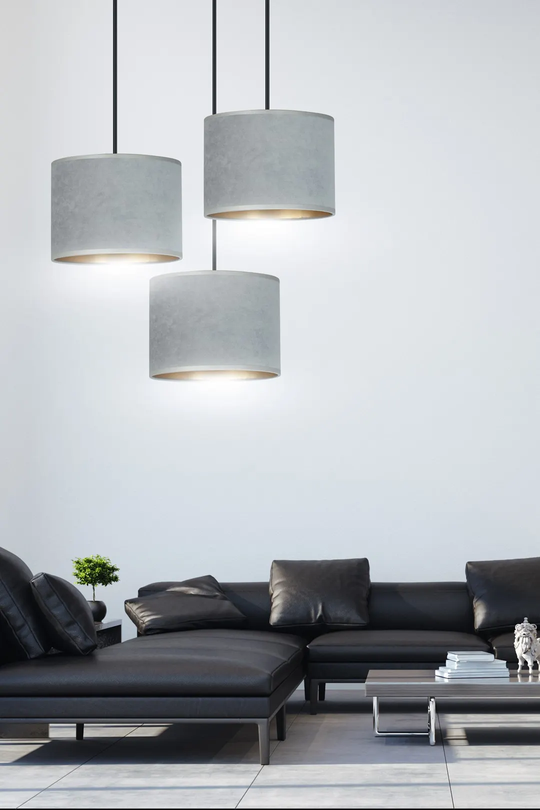 Lampa wisząca HILDE 3 PREM czarny szary — zdjęcie 8