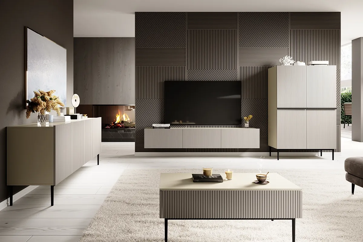 Szafka RTV NICOLE 200 z szufladą - kremowa - wisząca - B_55543