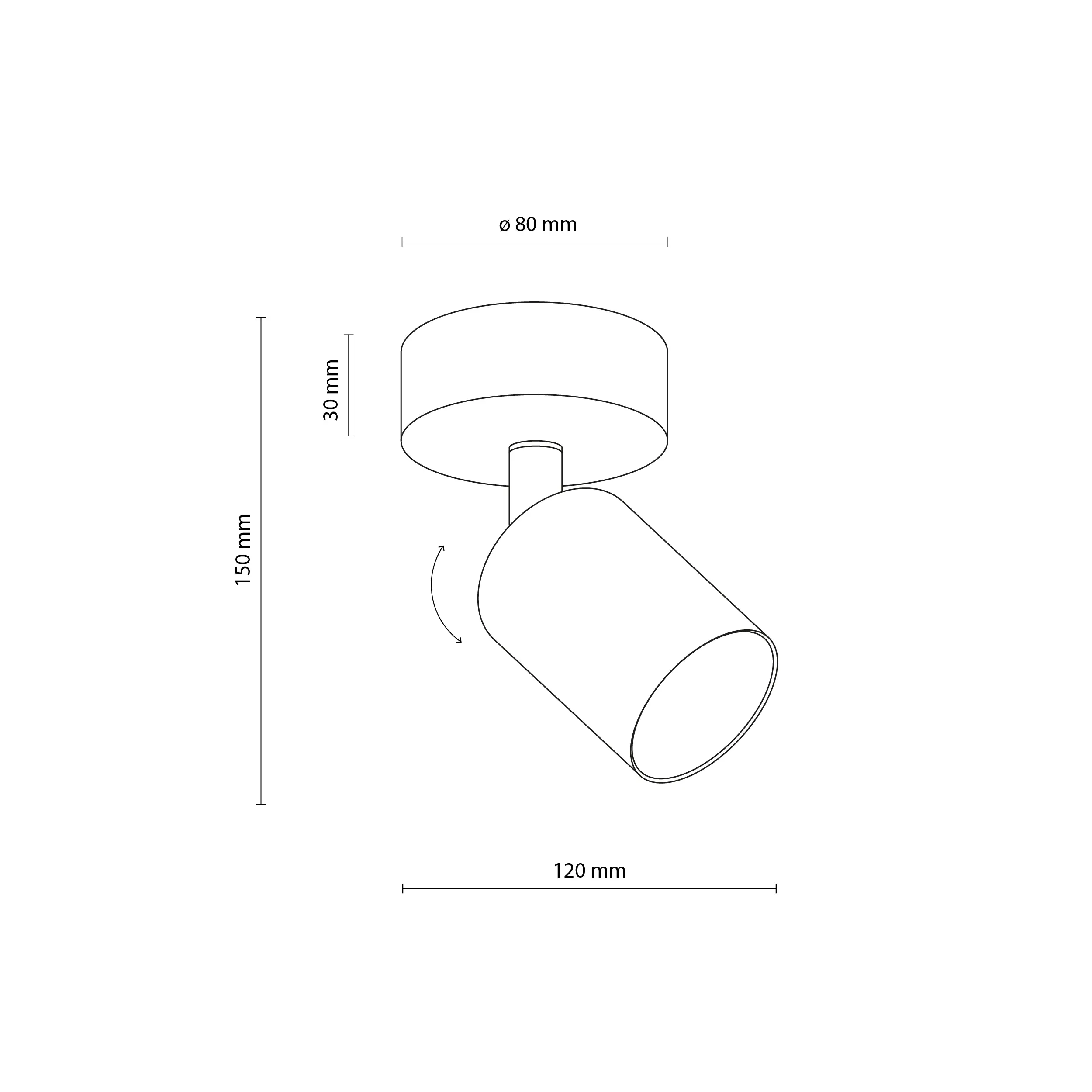 Lampa sufitowa TOP czarna regulowana 15x12cm - TK_5739