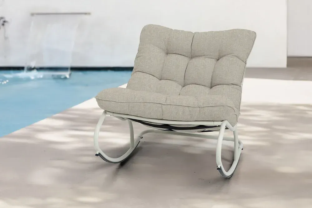 Fotel ogrodowy bujany AGAVA beżowy - FG007082