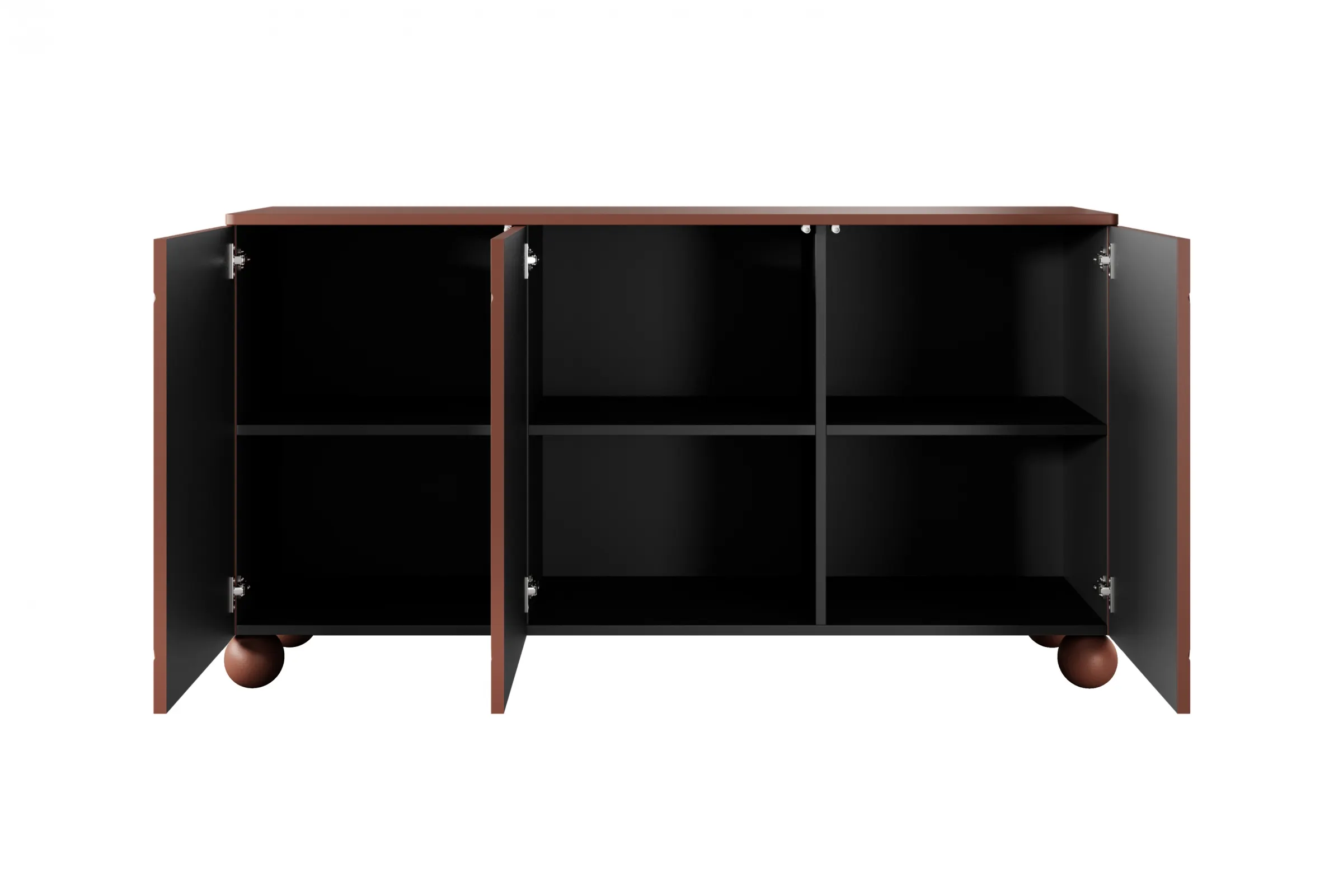 Komoda 3-drzwiowa SONATIA 150cm burgund nogi kule - B_157319