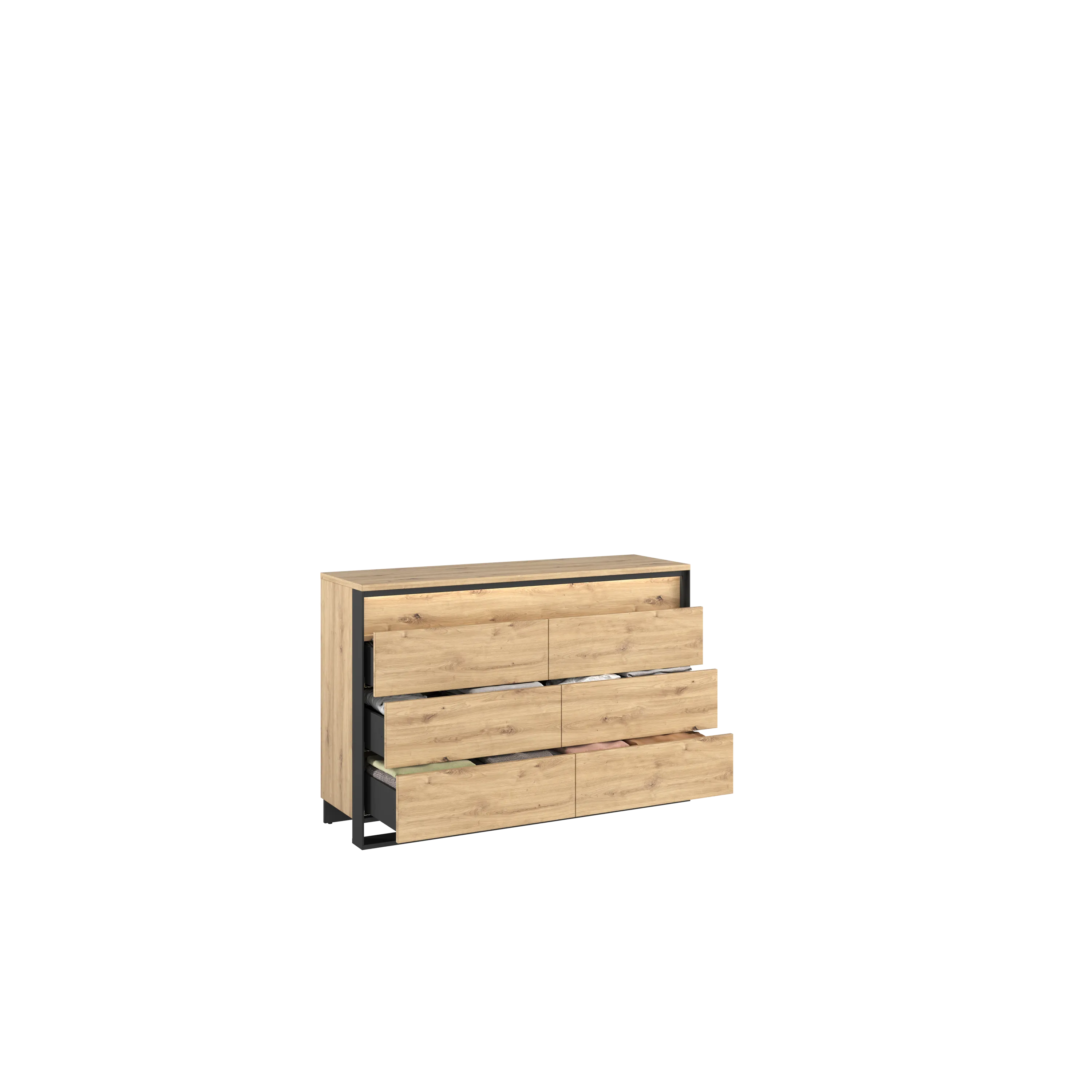 Komoda z szufladami LED Quant QS-04 dąb artisan/czarny - QS4DAC