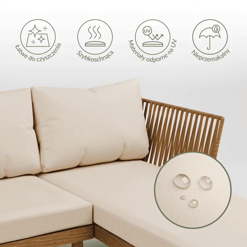 Zestaw ogrodowy wypoczynkowy SEMPLE 3-set drewniany kremowy Zenjoy - SEMPLE_KREMOWY