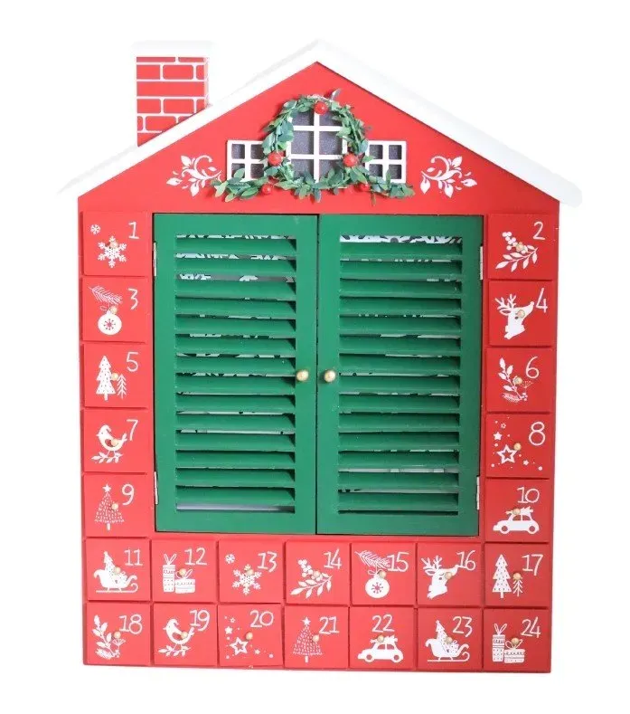 kalendarz adwentowy DREWNIANY DOMEK LED wielokolorowy kalendarz adwentowy DREWNIANY DOMEK LED wielokolorowy
