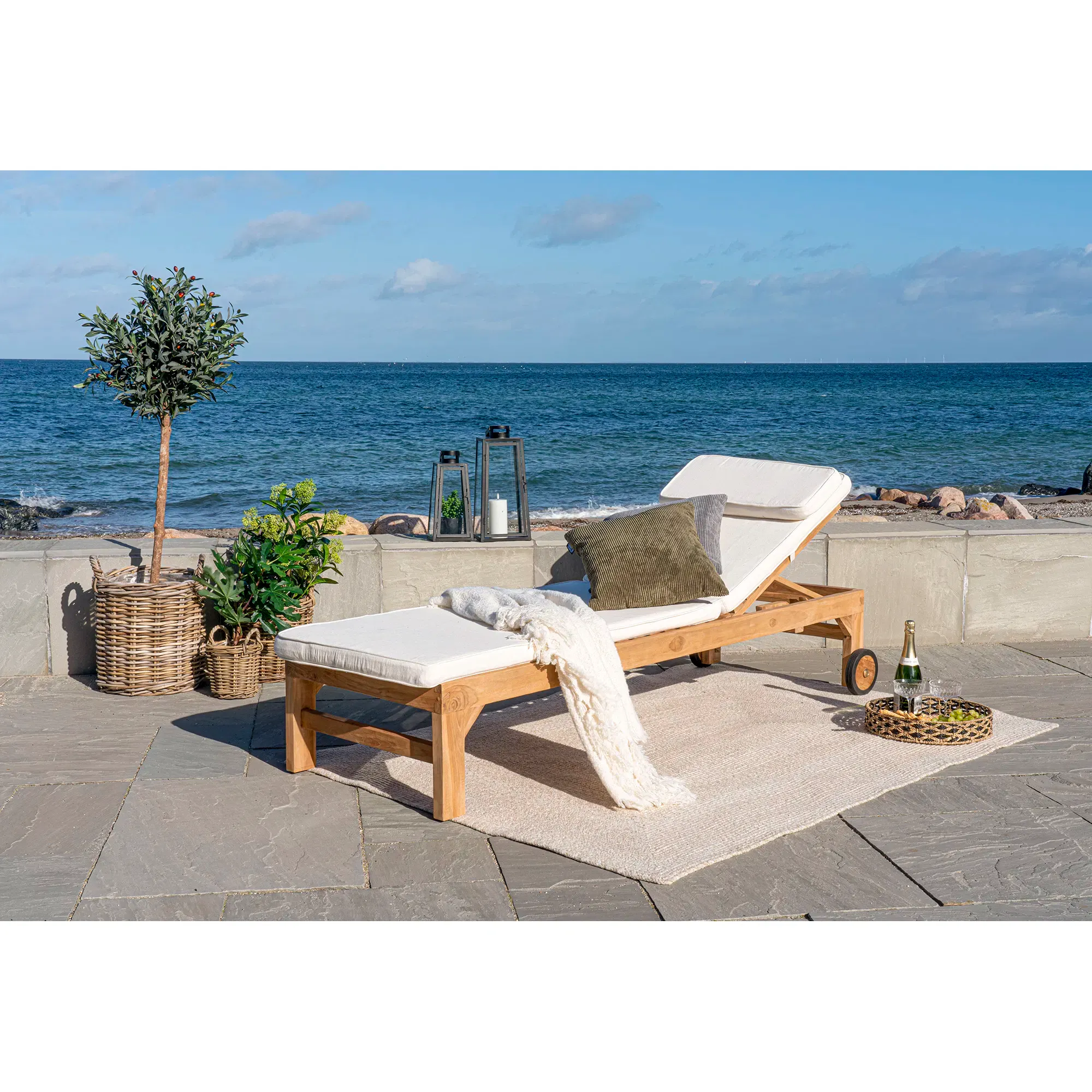 Poduszka na leżak ANDORRA bawełna biała - 8001040