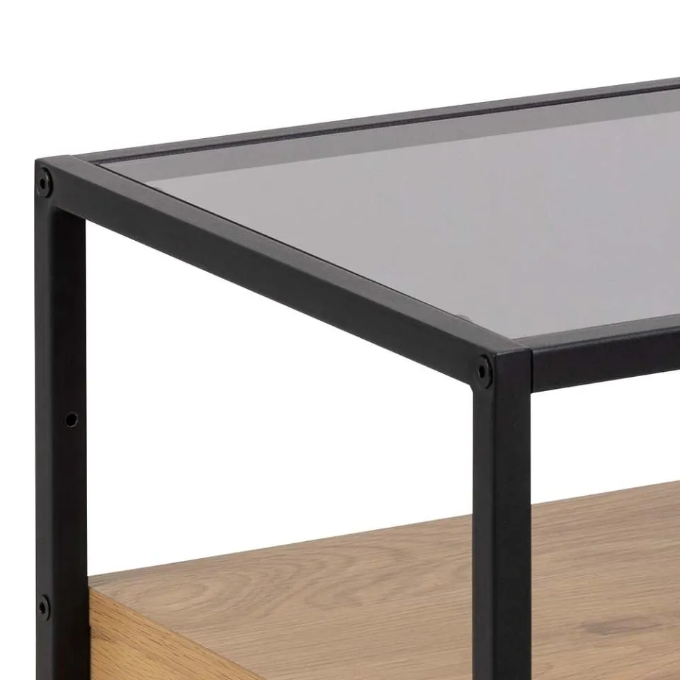 Szafka nocna z szufladą JUKON 40x35x60 Transparentny, Dąb naturalny, Czarny — zdjęcie 6