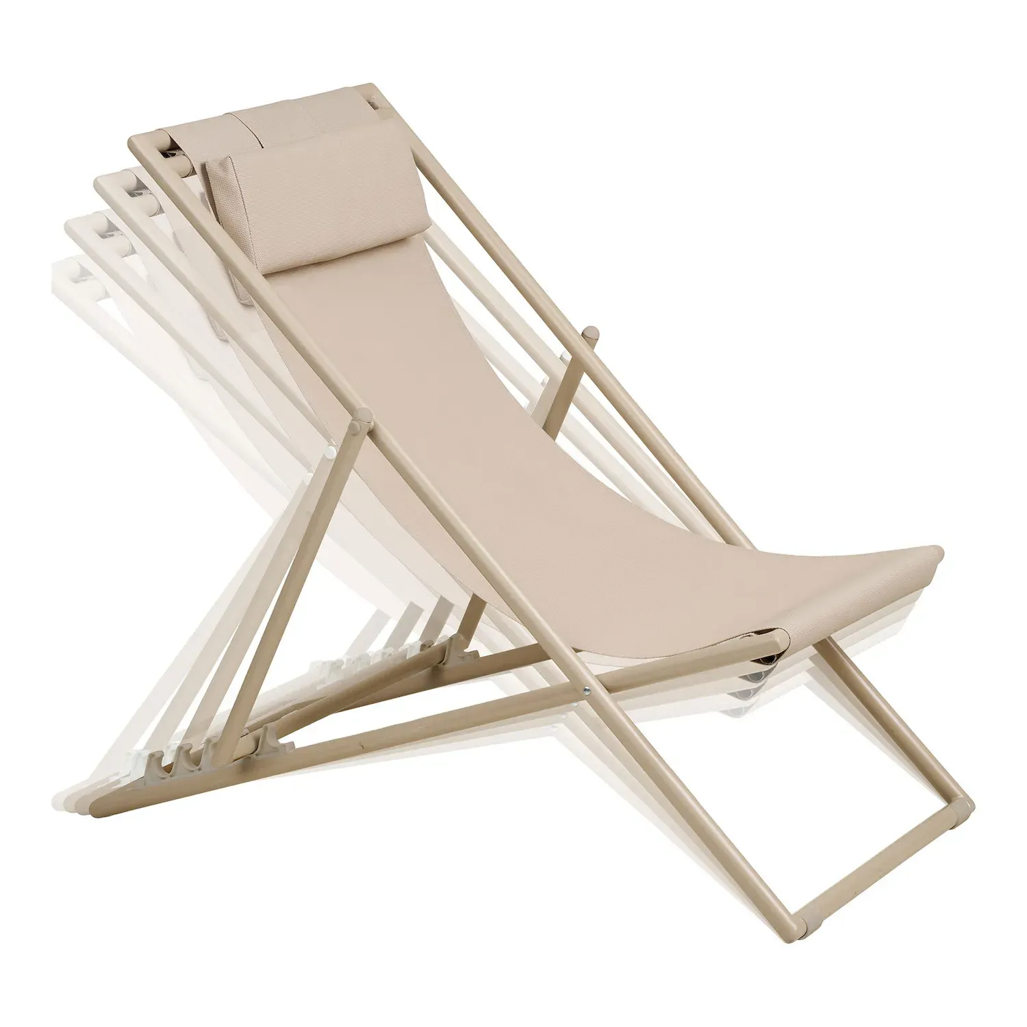 Leżak CURTIS leżak z 4-pozycyjnym oparciem kolor taupe - 7101015