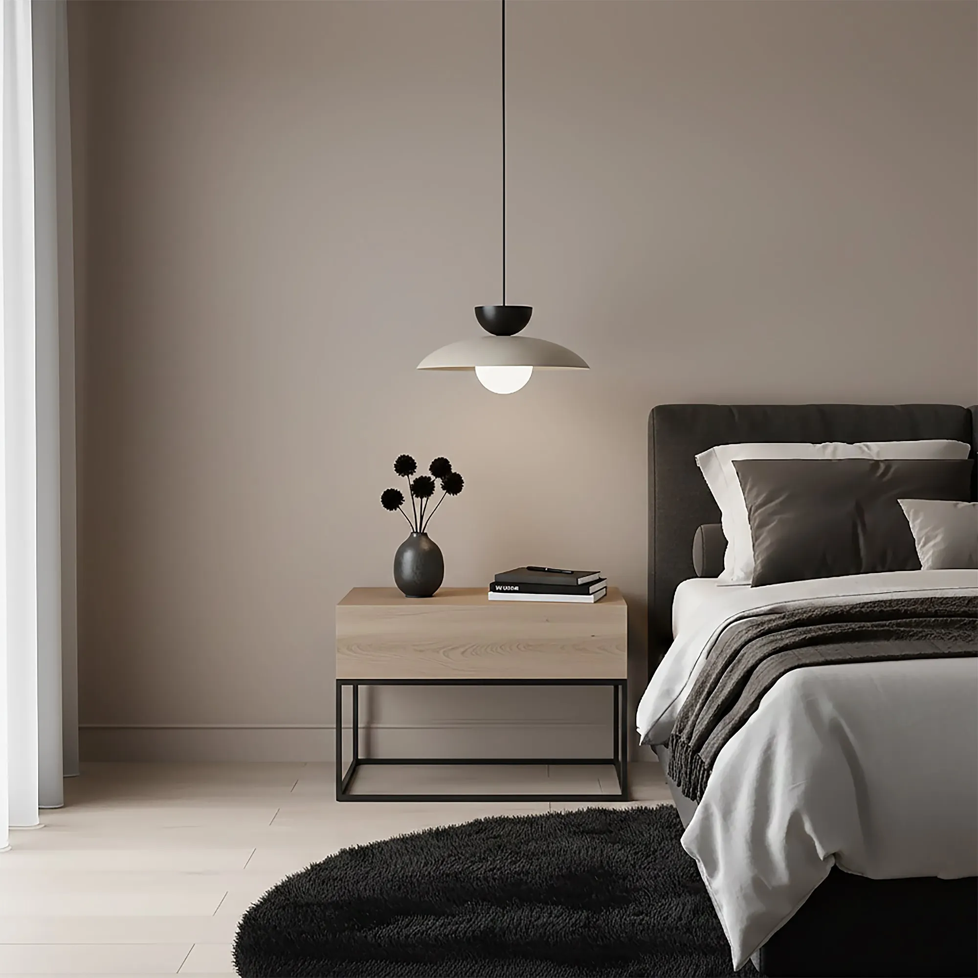 Lampa wisząca MULAN 1 MOKKA BL czarna beżowa - 1621/4