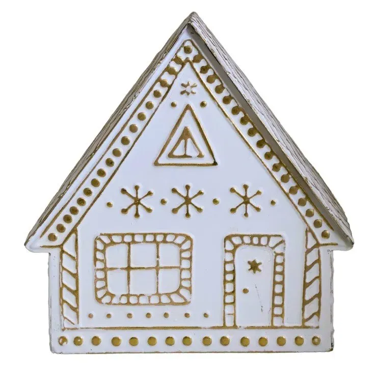 DOMEK piernikowy metalowy 7748 biało-złoty DOMEK piernikowy metalowy 7748 biało-złoty