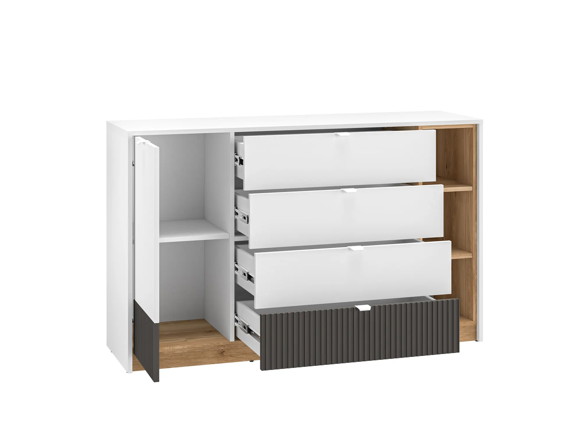 Komoda 1-drzwiowa z 4 szufladami TORINO 06 Biały, Castello, Grafit - 1TORI06-001