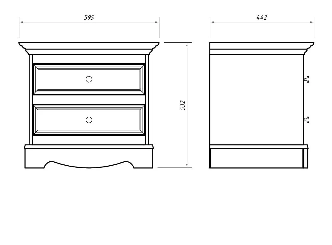 Szafka nocna z 2 szufladami BELLUNO ELEGANTE biały-orzech - PL013B/O