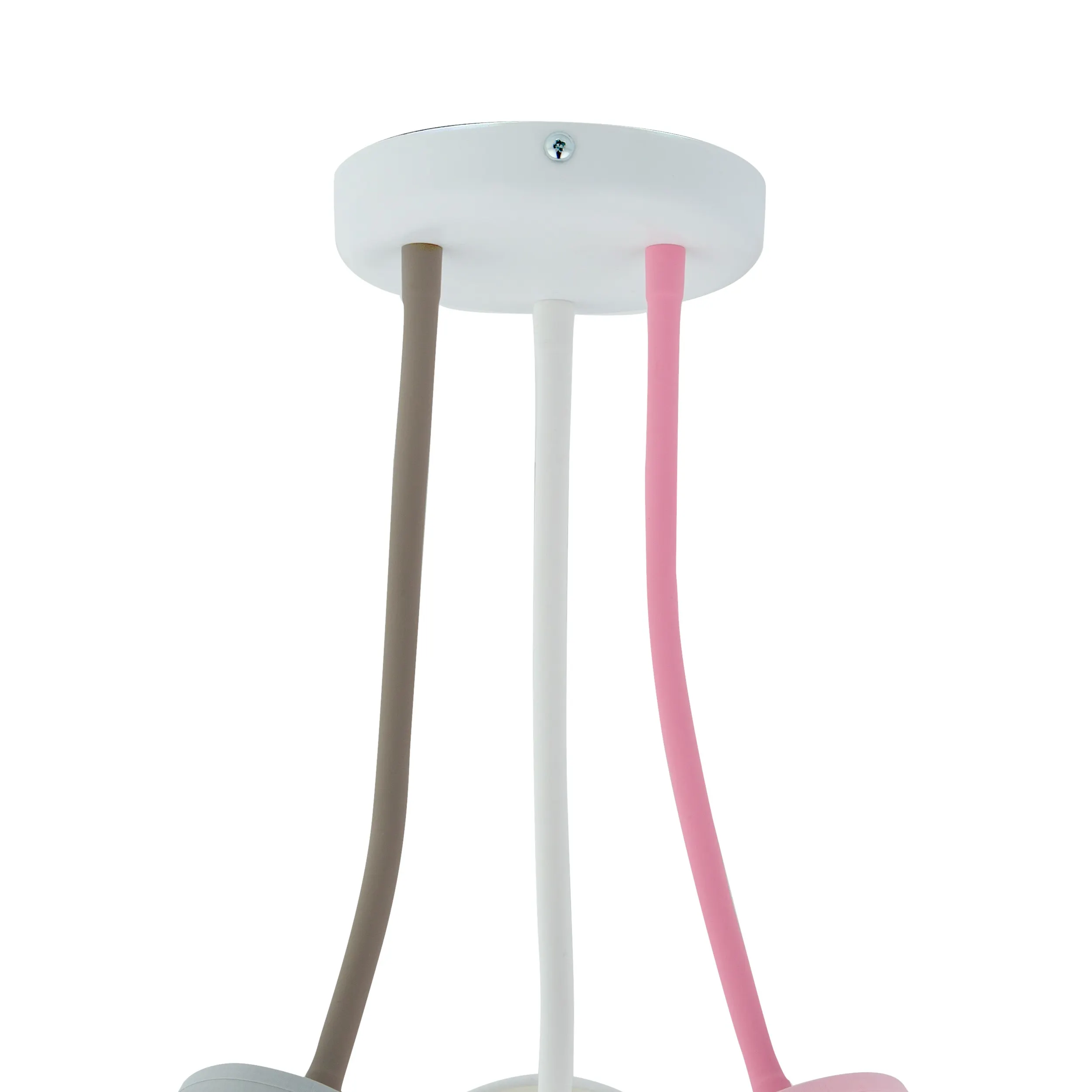 Lampa sufitowa WIRE KIDS biała wielokolorowe klosze szary różowy elastyczne ramiona 70x50cm - TK_6024