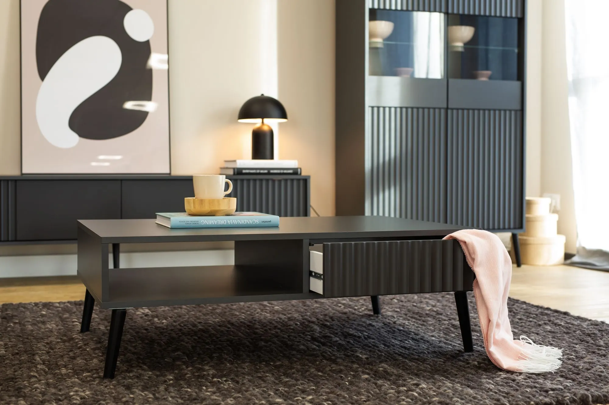 Witryna 4-drzwiowa BARCELONA 91cm antracyt - INT_5003190