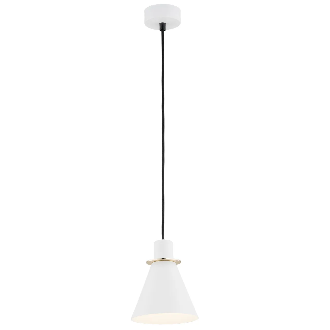Lampa wisząca BEVERLY biała mosiądz czarny przewód 100x14cm