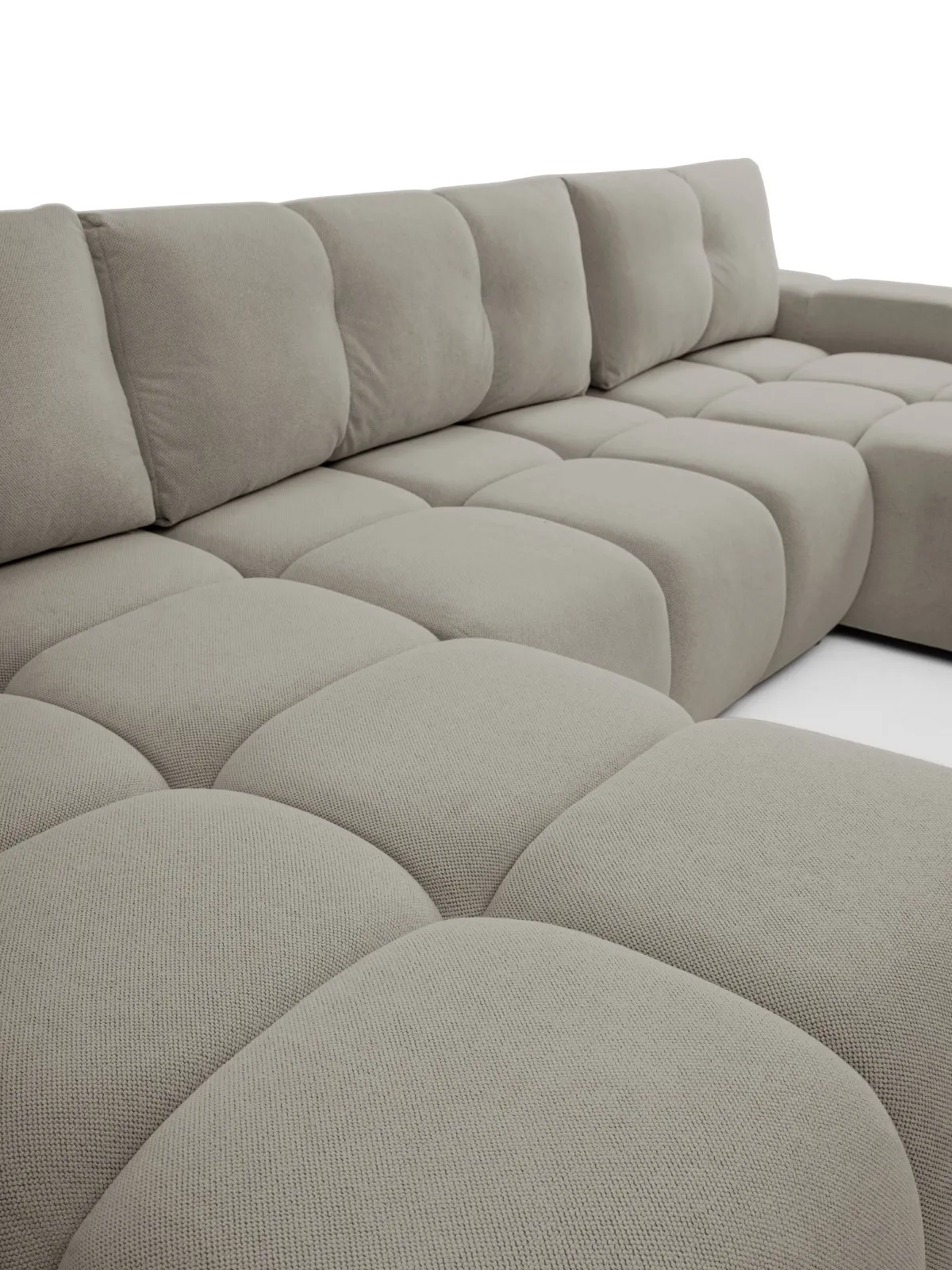 Narożnik rozkładany z pojemnikiem SOHO U CURIO 395 cm pikowany szary - SOHO_NAR_CURIO83_U