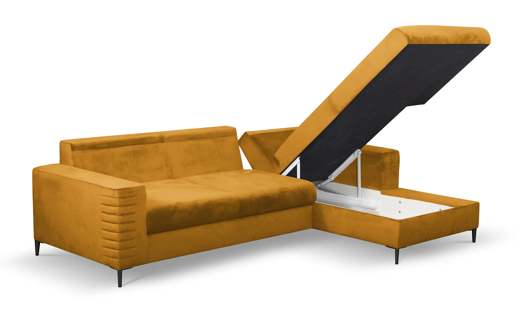 Narożnik rozkładany z pojemnikiem COLLIN VELLUTO 253 cm prawy musztardowy - COLILIN_NAR_VELLUTO8_P