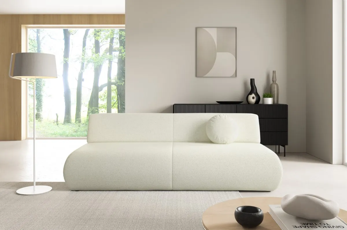 Sofa rozkładana z pojemnikiem PUENTE 214 cm kremowa — zdjęcie 8