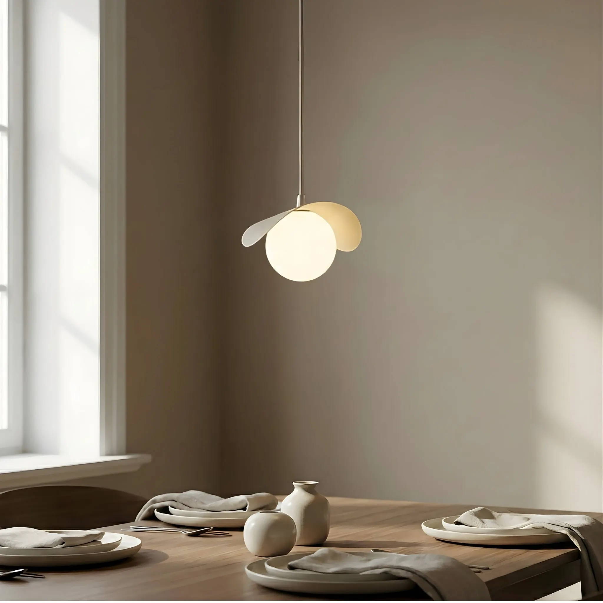 image lampa wisząca, designowa, kula, biała, wnętrze