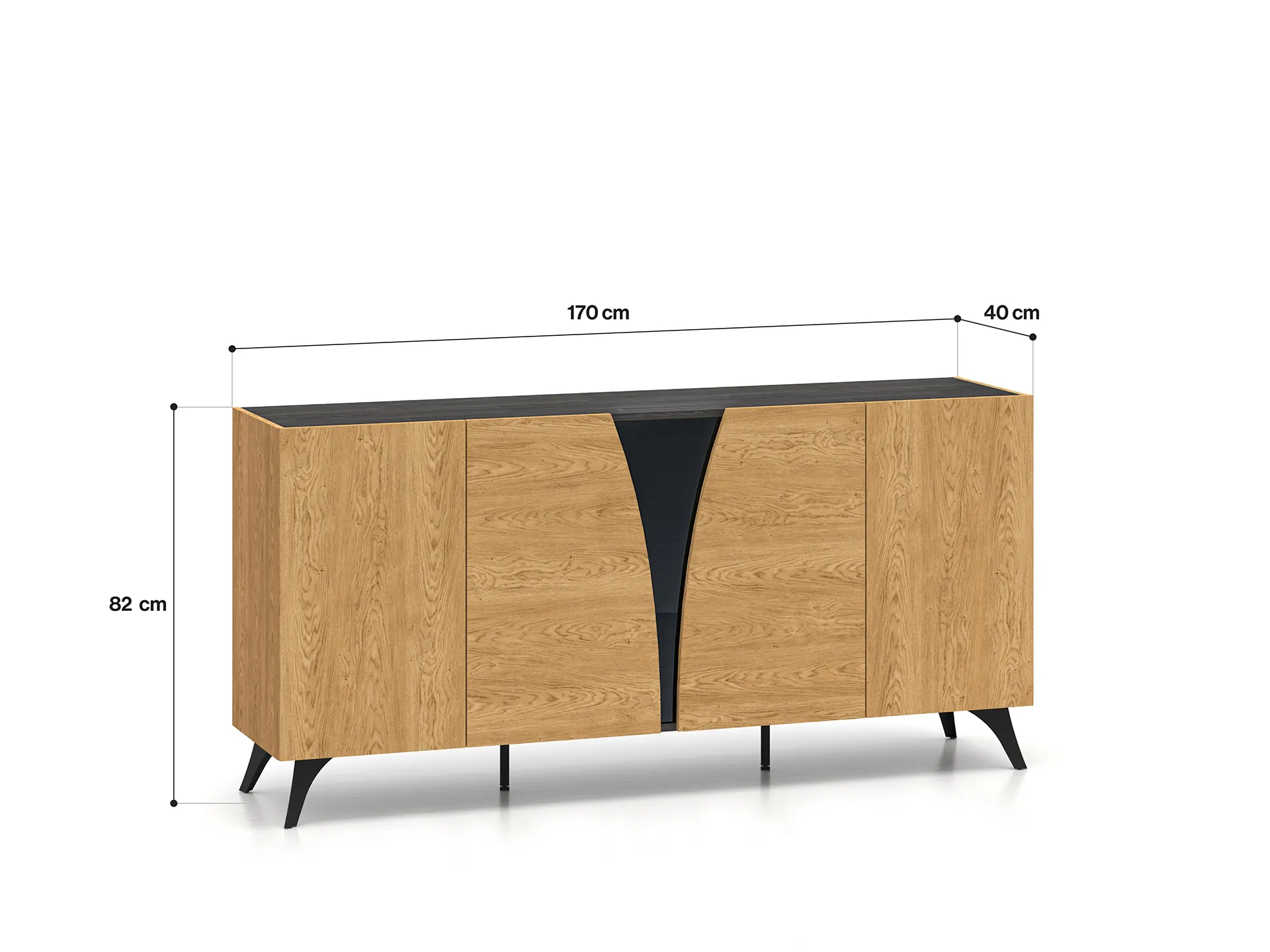 Komoda 5-drzwiowa TOSCANIA 04 dąb baltic dune jesion prestige czarny - 1TOSC04-001