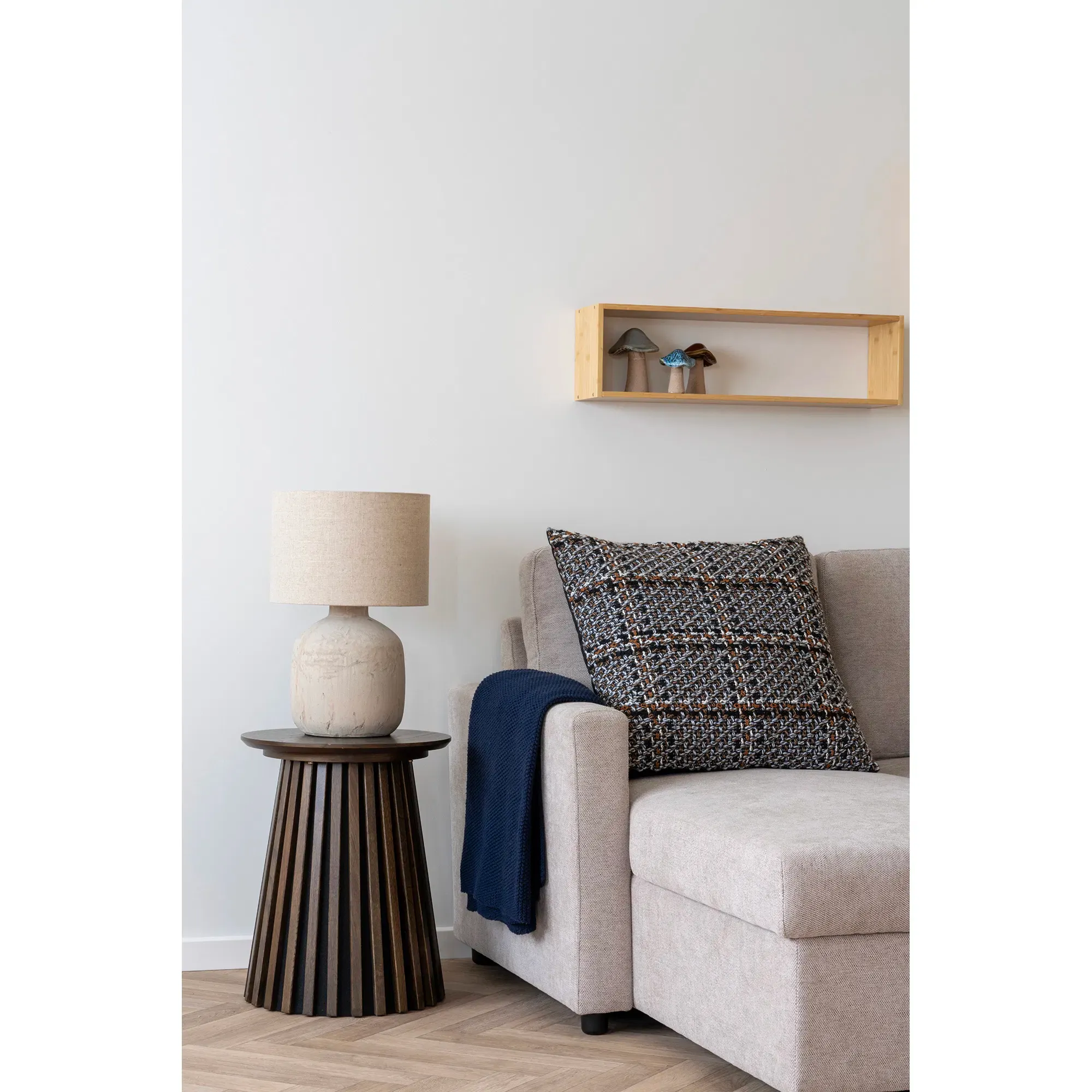 Poduszka dekoracyjna SANTOS bawełna z recyklingu 45x45 cm granatowa - 3962067