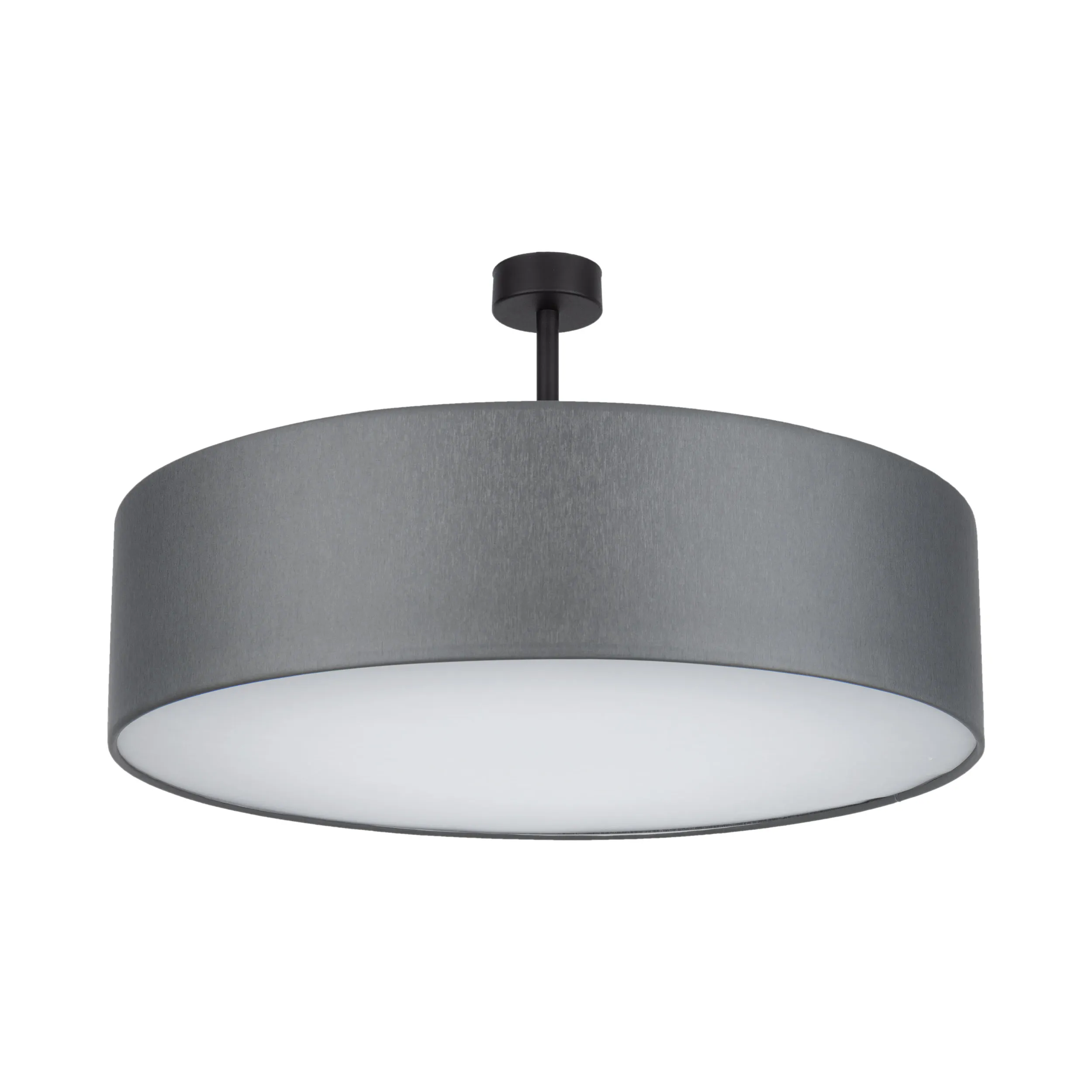 Lampa sufitowa RONDO szara na czarnej podstawie z białym kloszem okrągła 60x35cm Lampa sufitowa RONDO szara na czarnej podstawie z białym kloszem okrągła 60x35cm