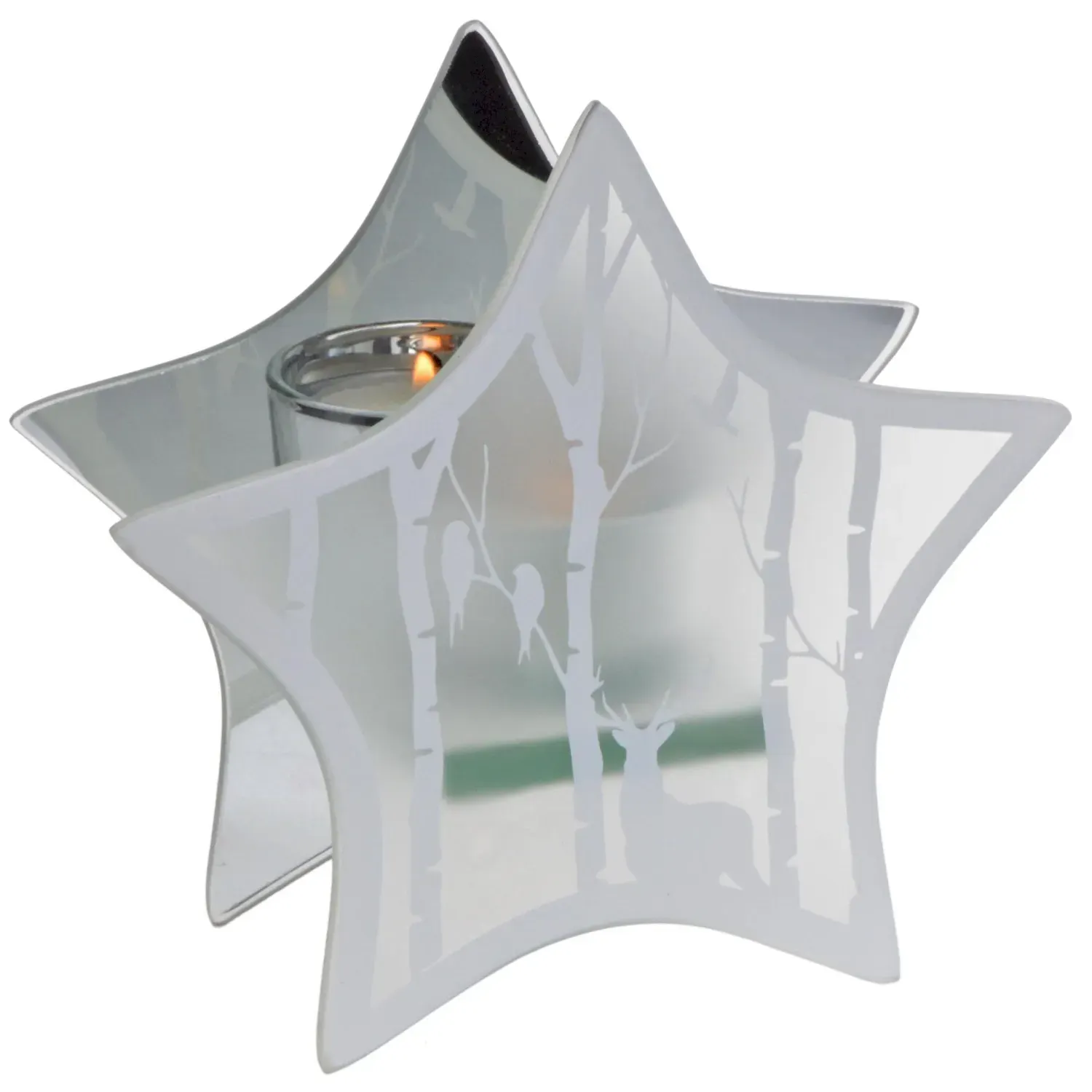 Szklany świecznik GWIAZDA na tealight z reniferem Szklany świecznik GWIAZDA na tealight z reniferem