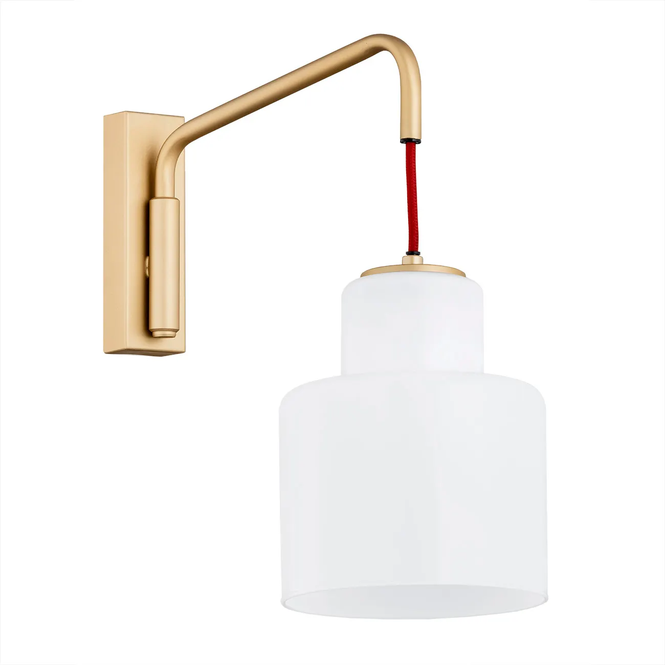 Kinkiet DIUNA złoty z czerwonym przewodem opal 26x15cm - 8372