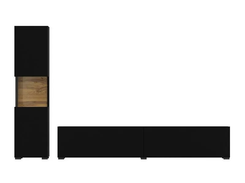 Meblościanka AVA stojąca/wisząca czarna dąb wotan - 24WNLM09