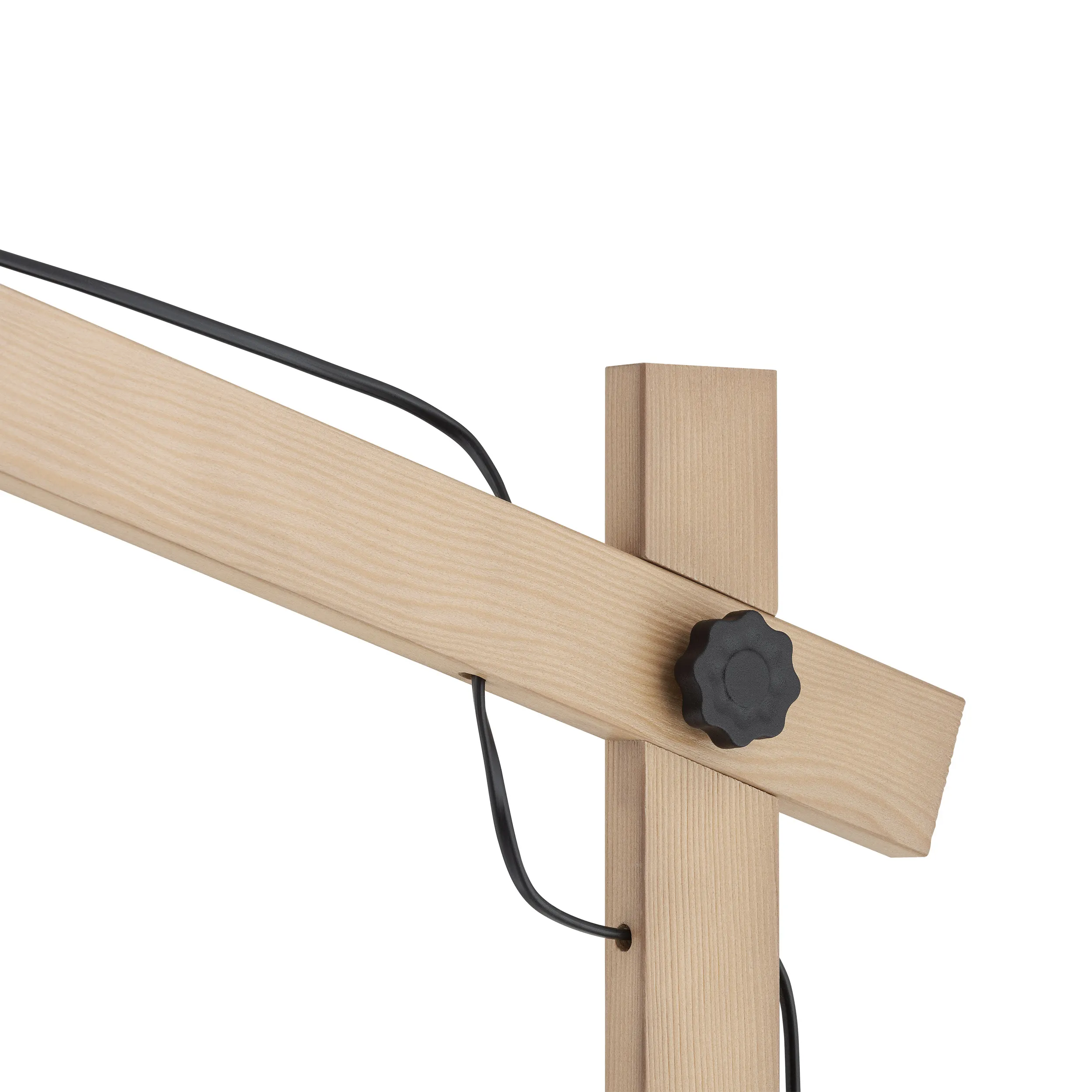 Lampa podłogowa OSLO czarna jasne sosnowe drewniane ramiona 180x80x35cm - TK_5582