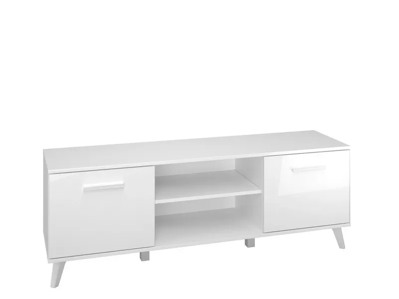 Szafka RTV 2-drzwiowa SECCO biały połysk Meble, Kredens, Tabela, Szafka, Szuflada