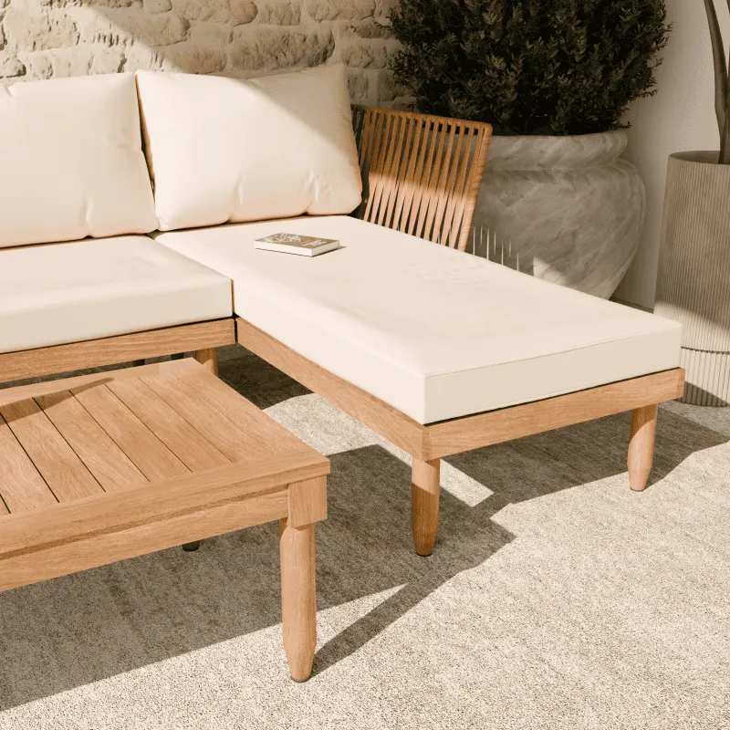 Zestaw ogrodowy wypoczynkowy SEMPLE 3-set drewniany kremowy Zenjoy - SEMPLE_KREMOWY