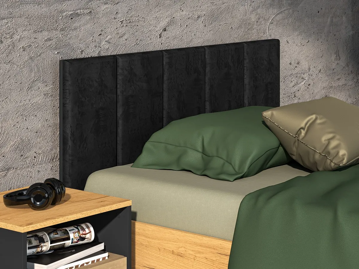 Łóżko z podnoszonym stelażem Colt 09-01 dąb craft złoty, czarny, stal premium 120x200 - 1COLT0901-001