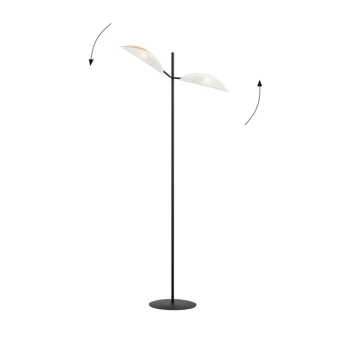 lamp, floor lamp, dual-head, adjustable, black