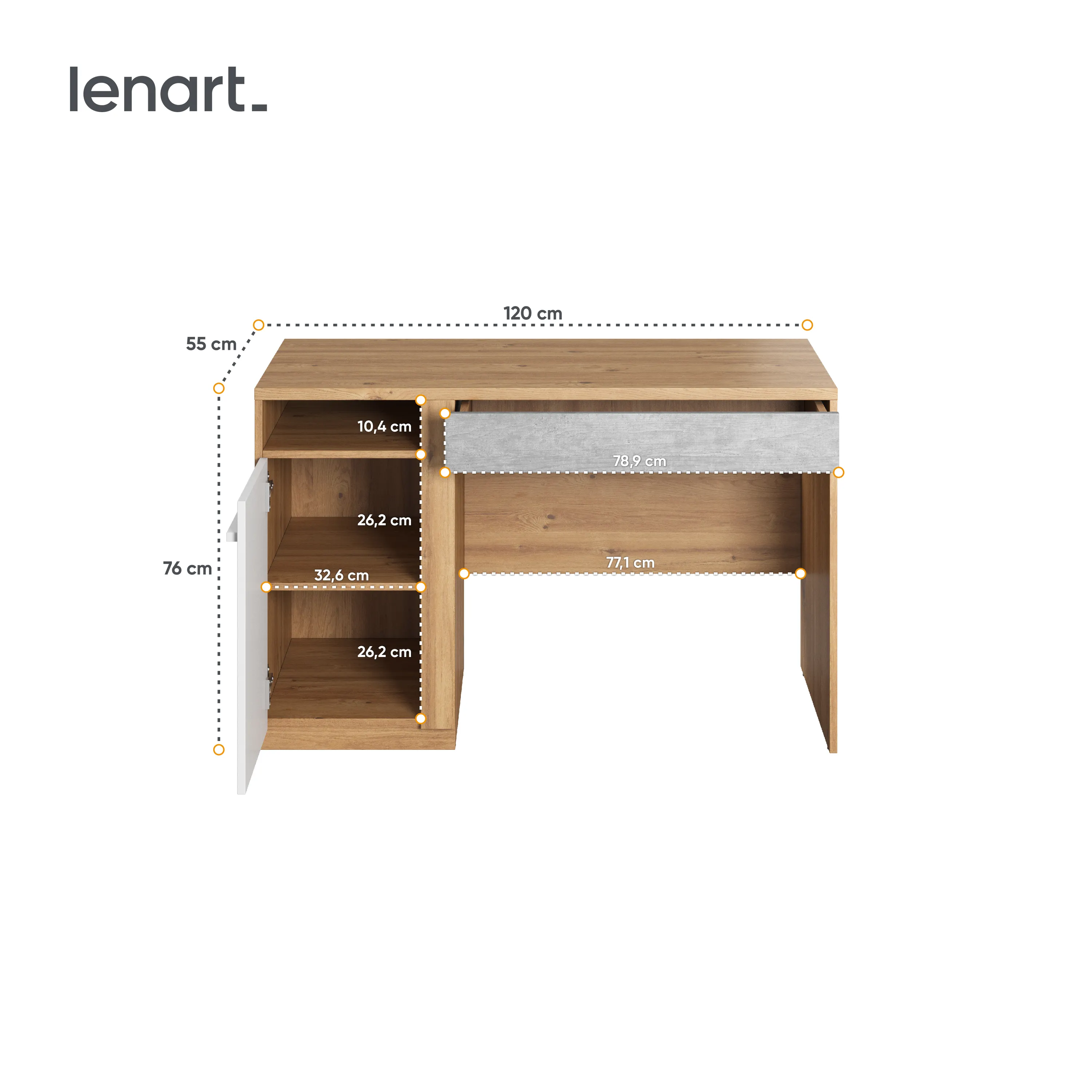 Biurko Plano PN-06 120cm dąb nash - PN6DBB