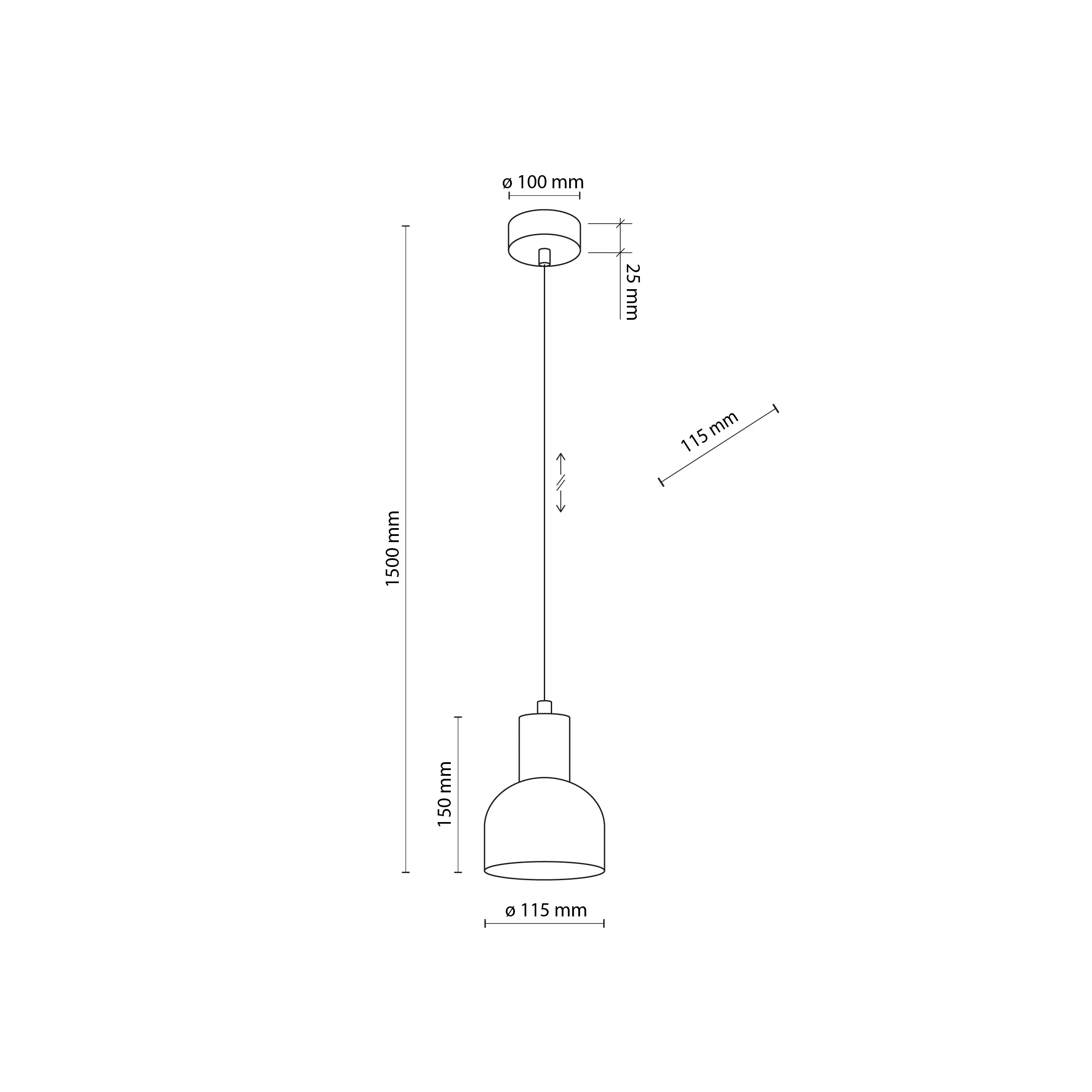 Lampa wisząca CAIRO czarna z drewnianym elementem 150x11cm - TK_4894
