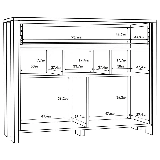 Komoda CLIF 2-drzwiowa z szufladą i wnękami - old wood vintage, beton - CLFK223-C546