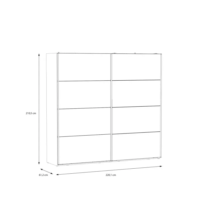 Szafa 2-drzwiowa z lustrem HAYATO, 220x210x63 cm Świerk alpejski - HYTS92411-M717