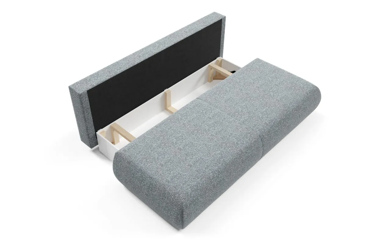 Sofa rozkładana z pojemnikiem PUENTE 214 cm popielata