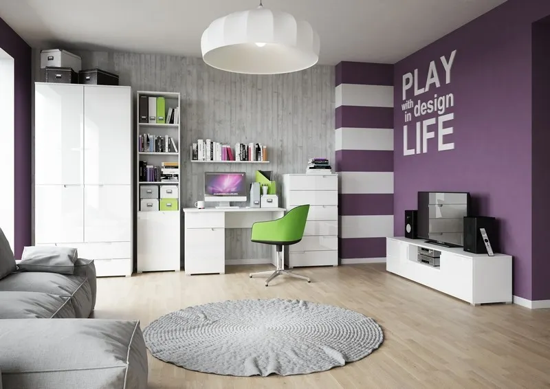 Toaletka SELENE 31 2 szuflady biały połysk 120x76x46cm - TH-100-0415